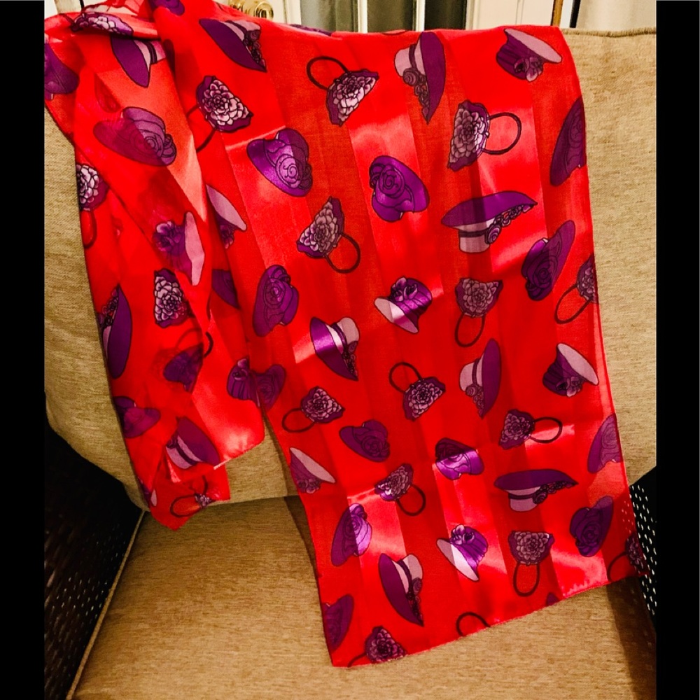 Red Hat Scarf. New. 60” x 14”. Red with stripe